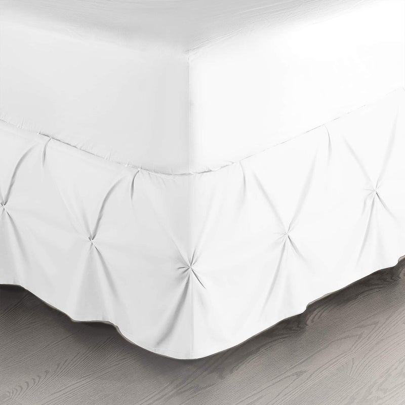 Nestl White Bed Skirt Full Size, Pinch Pleat Full Bed Skirt, 14" Inch Drop Full Bedskirt, Hotel Quality White Bed Skirts, Premium Microfiber Bedskirt for Full Bed, White Full Bed Skirt - Image 1